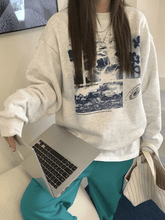 Sudadera con estampado de paisaje